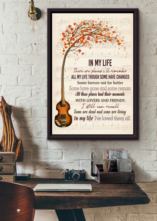In My Life Lyrics Guitar For The Beatles Fan Guitar Player Framed Matte Canvas Framed Prints, Canvas Paintings - Image 4
